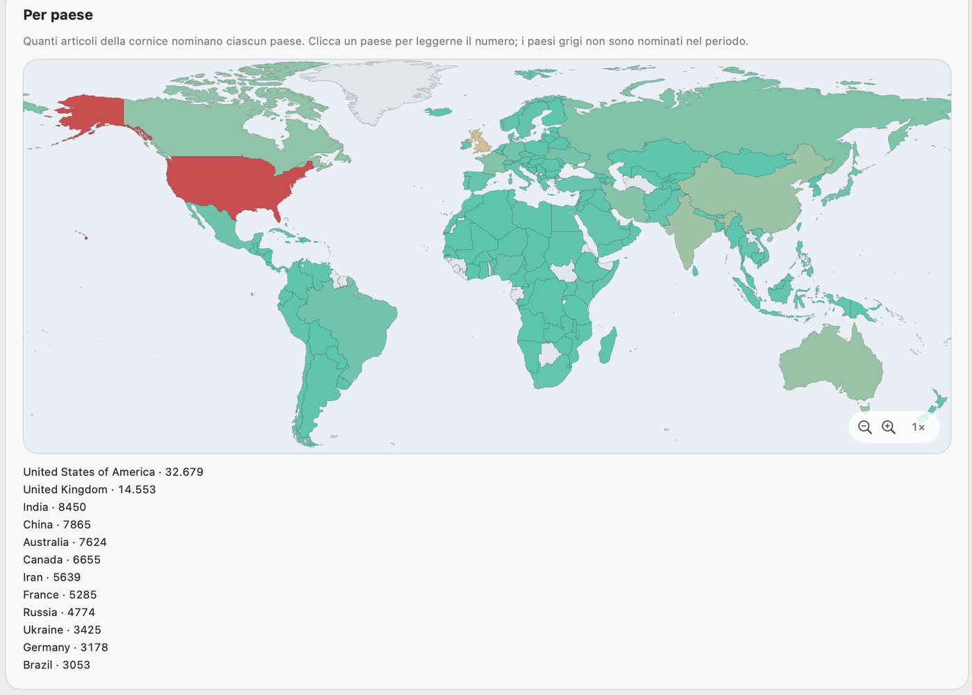 SONAR 5.1: map of the countries named by climate-frame articles